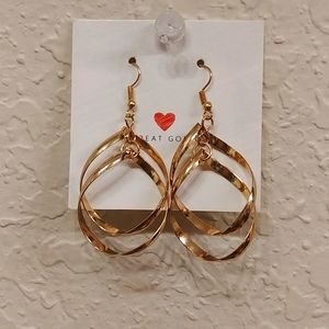Goldtone Double Hoop Dangle Earrings